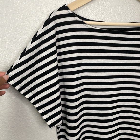 Striped Tee with Sparkle Shoulder Detail | Black & White | Large - Picture 4 of 7